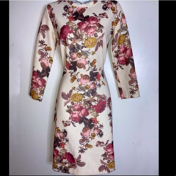 Zara Dresses & Skirts - ZARA CREAM MIDI FLORAL DRESS SIZE MEDIUM